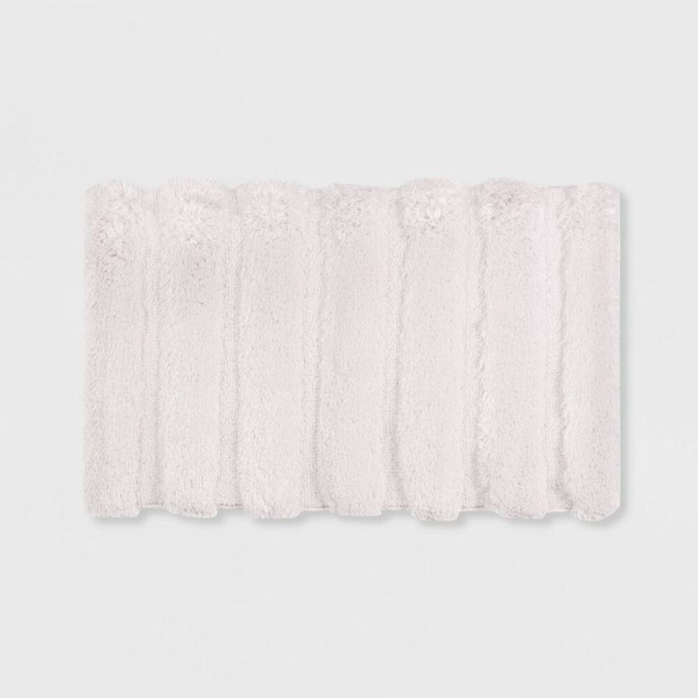 21"x34" Tufted Pearl Channel Solid Shabby Chic Bath Rug - Machine Washable Blush